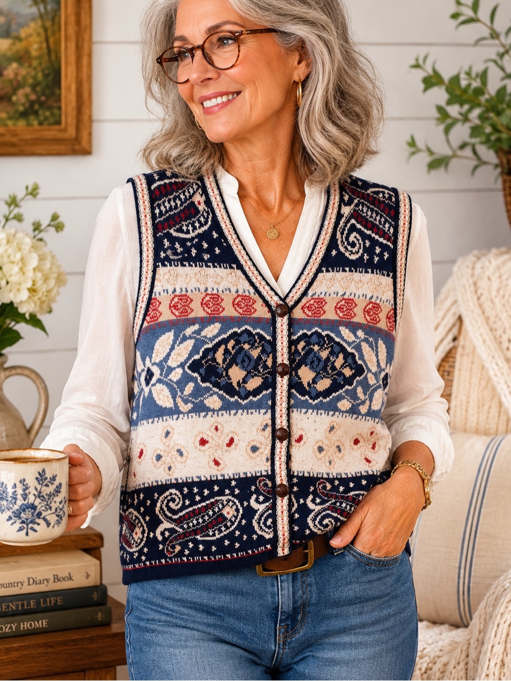Vintage Ilanco Knit Grandmas Vest - XL